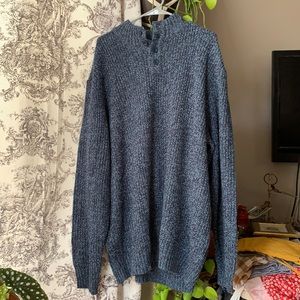 Plus Men's King Size Blue Knitted Sweater